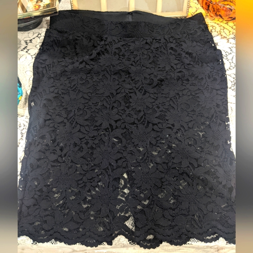 Women's Vintage Black Skirt Elegant Fashion Floral Lace Academia Victorian
